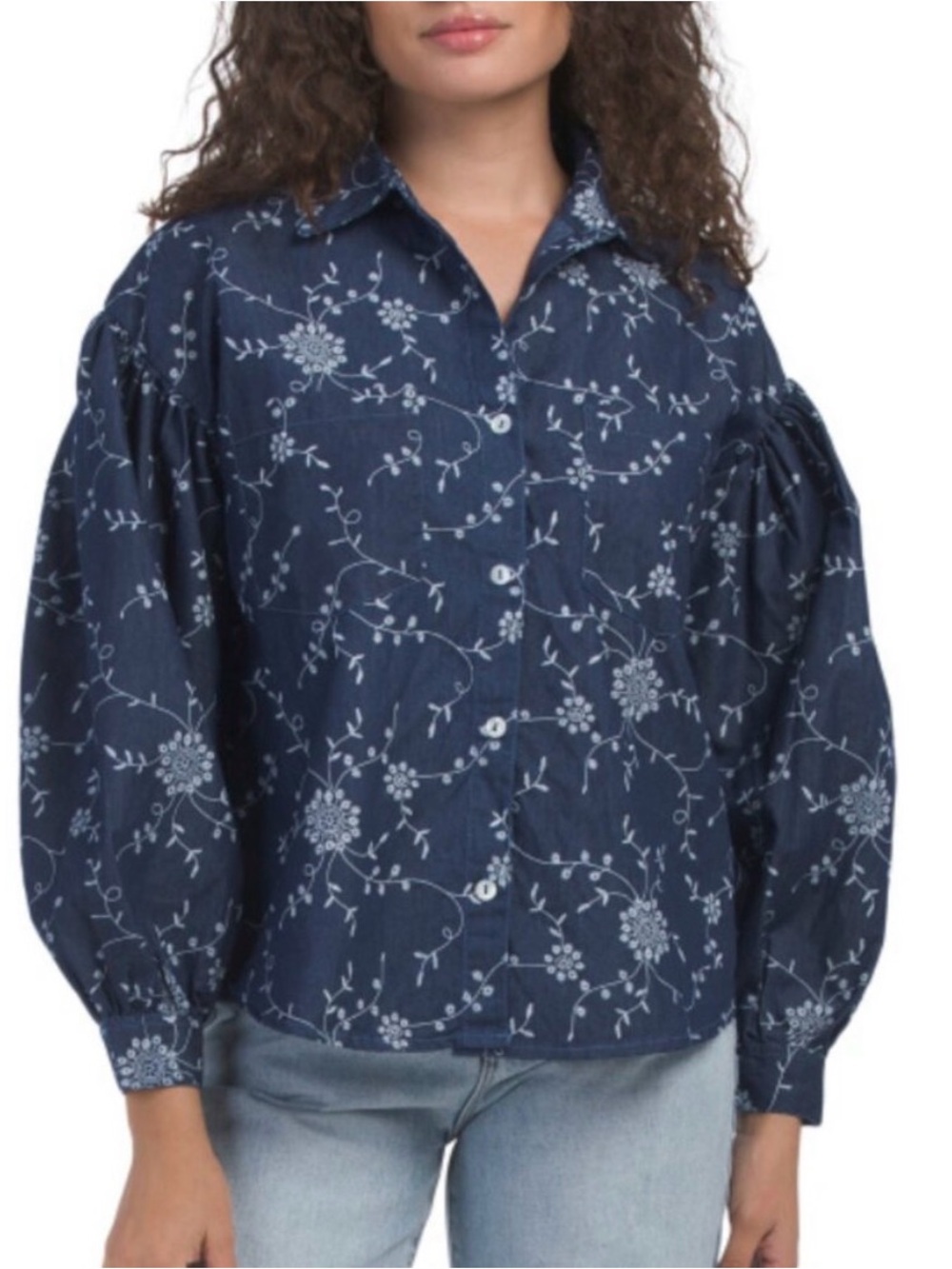 Kaktus Navy Floral Button-Up Shirt Size S
